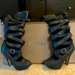 Bebe Black Thigh high Boots